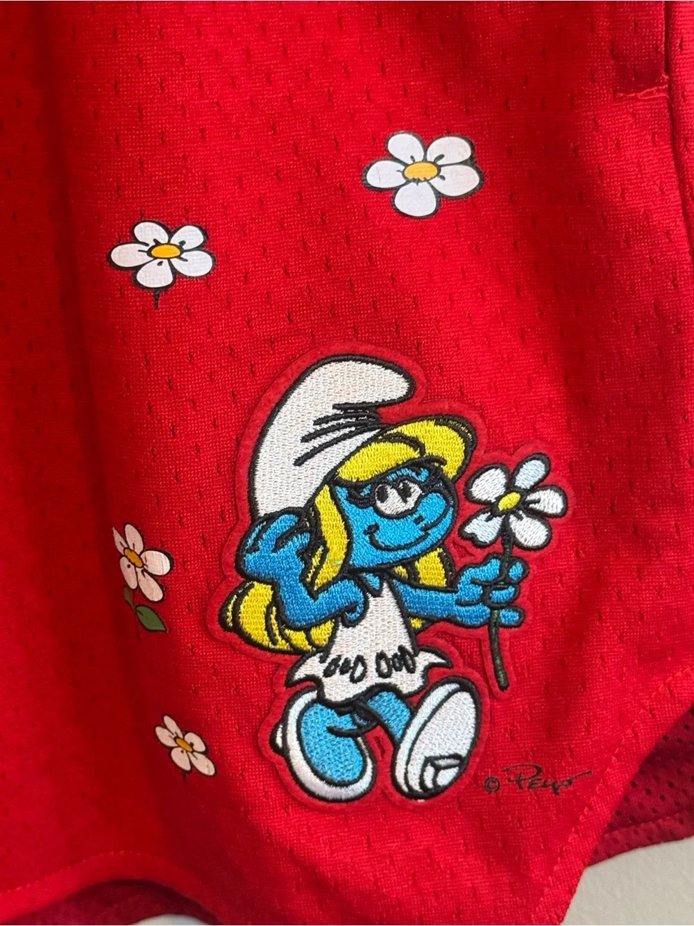 The Smurfs Smurfette Red Mesh Athletic Shorts Size L Cartoon‎